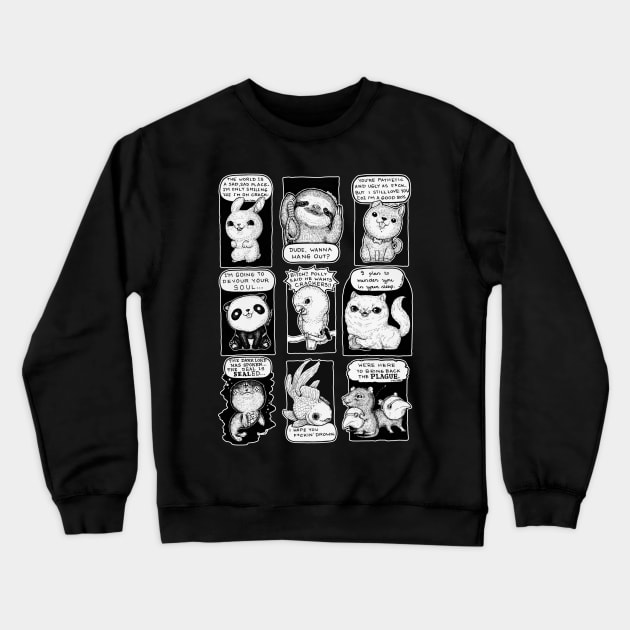 Cute Psycho Animals Crewneck Sweatshirt by DukeCoffeeArt